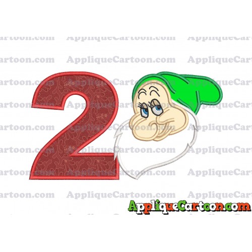 Bashful Snow White Applique Design Birthday Number 2