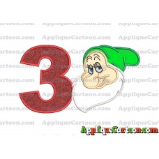 Bashful Snow White Applique Design Birthday Number 3