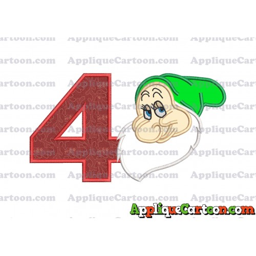Bashful Snow White Applique Design Birthday Number 4