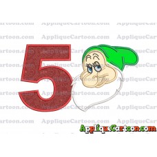 Bashful Snow White Applique Design Birthday Number 5