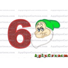 Bashful Snow White Applique Design Birthday Number 6