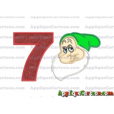 Bashful Snow White Applique Design Birthday Number 7