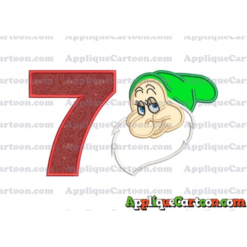 Bashful Snow White Applique Design Birthday Number 7