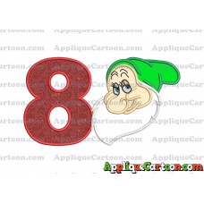 Bashful Snow White Applique Design Birthday Number 8