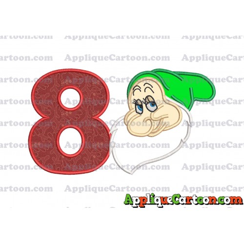 Bashful Snow White Applique Design Birthday Number 8