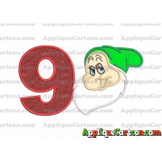 Bashful Snow White Applique Design Birthday Number 9