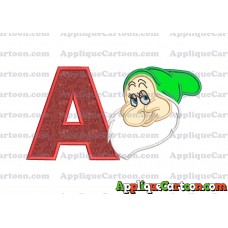Bashful Snow White Applique Design With Alphabet A