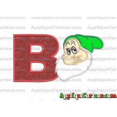 Bashful Snow White Applique Design With Alphabet B