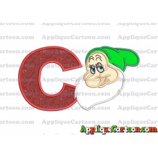 Bashful Snow White Applique Design With Alphabet C
