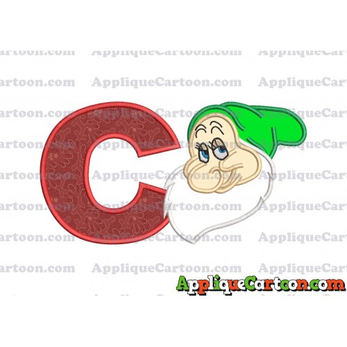 Bashful Snow White Applique Design With Alphabet C