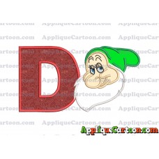 Bashful Snow White Applique Design With Alphabet D