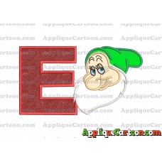Bashful Snow White Applique Design With Alphabet E