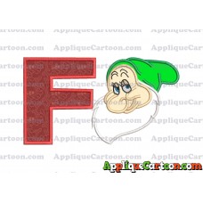 Bashful Snow White Applique Design With Alphabet F