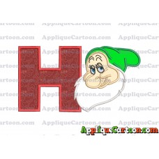 Bashful Snow White Applique Design With Alphabet H