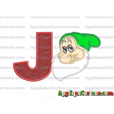 Bashful Snow White Applique Design With Alphabet J