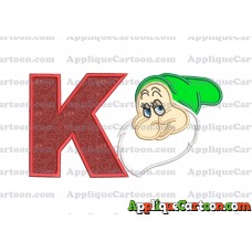 Bashful Snow White Applique Design With Alphabet K
