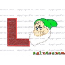 Bashful Snow White Applique Design With Alphabet L