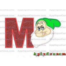 Bashful Snow White Applique Design With Alphabet M