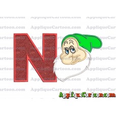 Bashful Snow White Applique Design With Alphabet N
