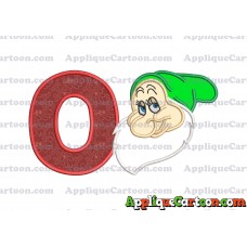 Bashful Snow White Applique Design With Alphabet O