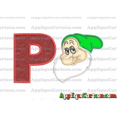 Bashful Snow White Applique Design With Alphabet P