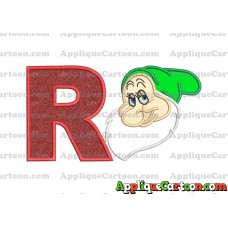 Bashful Snow White Applique Design With Alphabet R