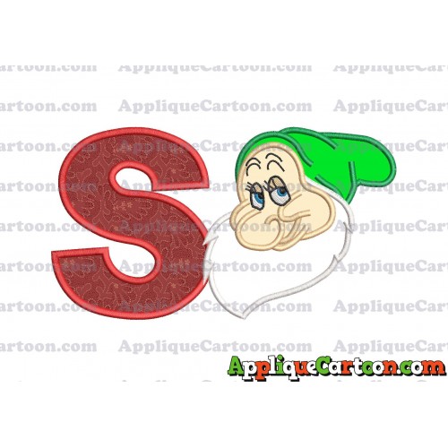 Bashful Snow White Applique Design With Alphabet S