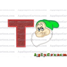 Bashful Snow White Applique Design With Alphabet T