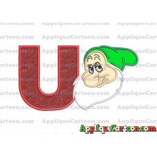 Bashful Snow White Applique Design With Alphabet U
