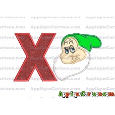 Bashful Snow White Applique Design With Alphabet X