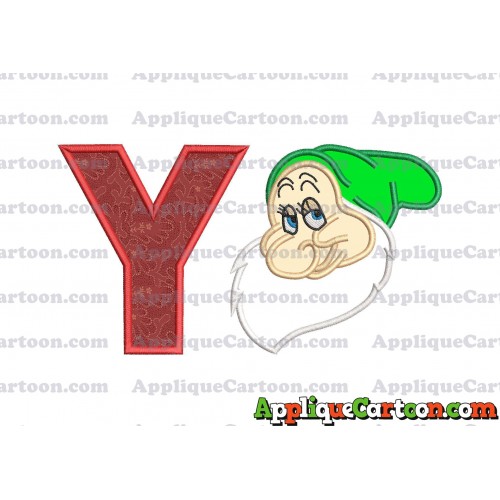Bashful Snow White Applique Design With Alphabet Y
