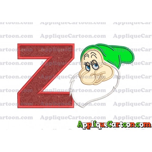 Bashful Snow White Applique Design With Alphabet Z