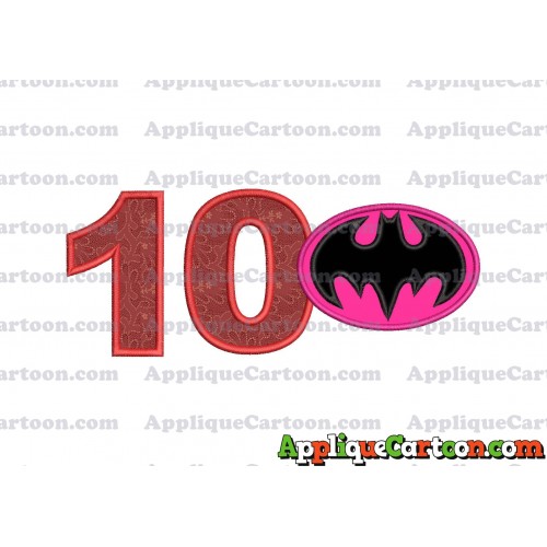 Batgirl Applique Embroidery Design Birthday Number 10