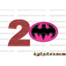 Batgirl Applique Embroidery Design Birthday Number 2