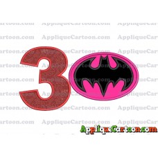 Batgirl Applique Embroidery Design Birthday Number 3