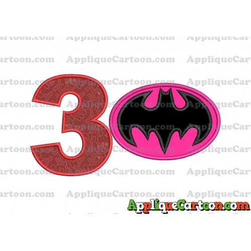 Batgirl Applique Embroidery Design Birthday Number 3