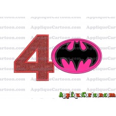 Batgirl Applique Embroidery Design Birthday Number 4