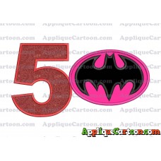 Batgirl Applique Embroidery Design Birthday Number 5