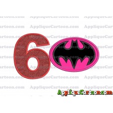Batgirl Applique Embroidery Design Birthday Number 6