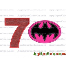Batgirl Applique Embroidery Design Birthday Number 7