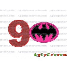 Batgirl Applique Embroidery Design Birthday Number 9