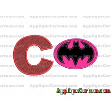 Batgirl Applique Embroidery Design With Alphabet C