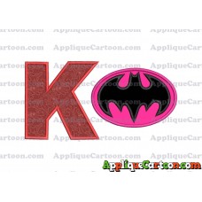 Batgirl Applique Embroidery Design With Alphabet K