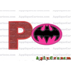 Batgirl Applique Embroidery Design With Alphabet P