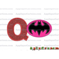 Batgirl Applique Embroidery Design With Alphabet Q