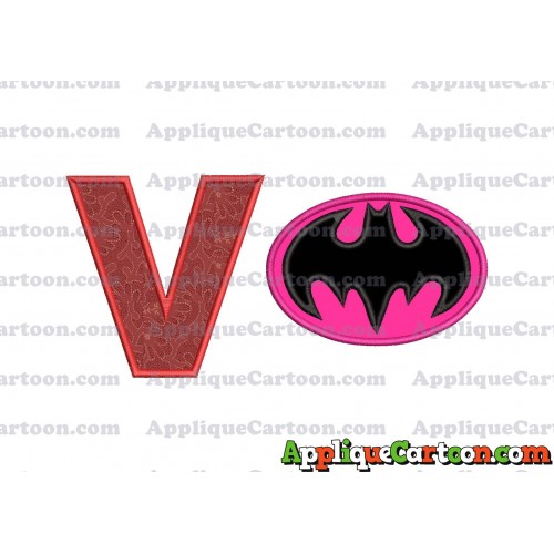Batgirl Applique Embroidery Design With Alphabet V