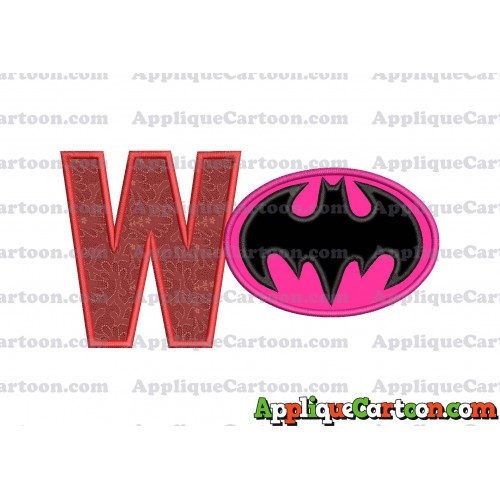 Batgirl Applique Embroidery Design With Alphabet W