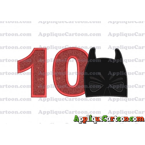 Batman Head Applique Embroidery Design 02 Birthday Number 10