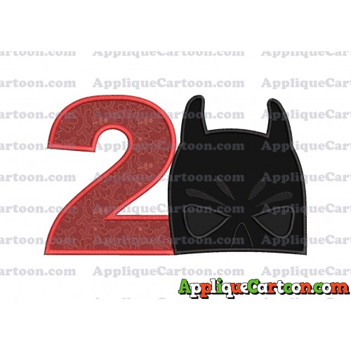 Batman Head Applique Embroidery Design 02 Birthday Number 2