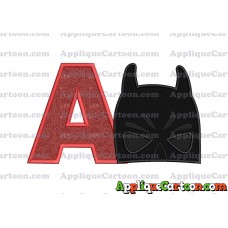 Batman Head Applique Embroidery Design 02 With Alphabet A